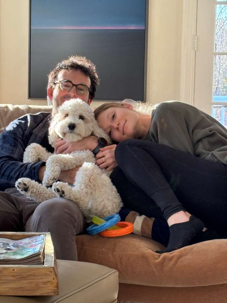 Eliza, Dan, and Eddy on the couch